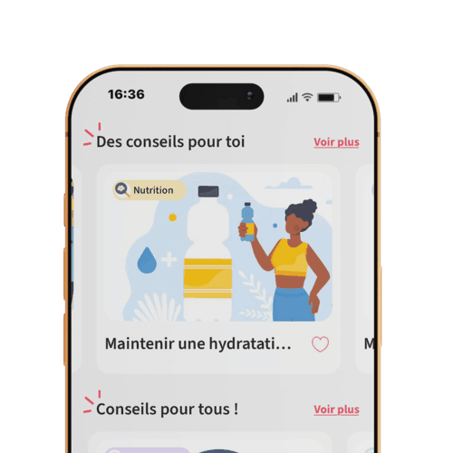 Écran conseils de l'application Kunto : recommandations nutrition personnalisées
